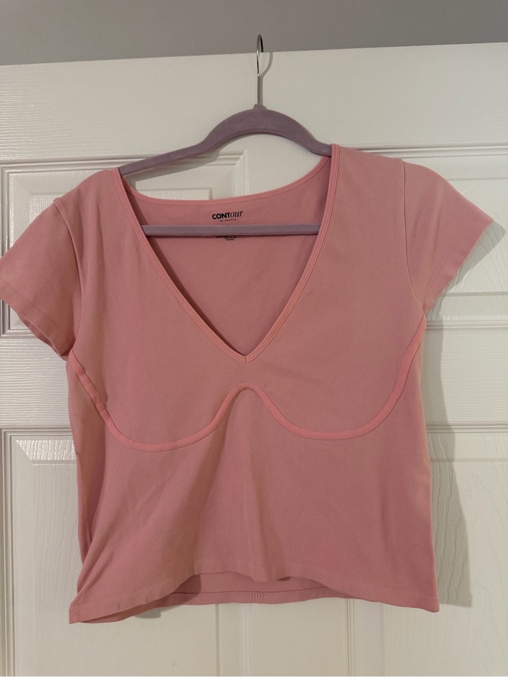 PacSun Pink V-Neck Curved Seam Crop Top